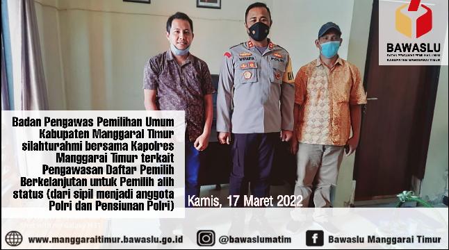 Silaturahmi ke Kapolres, Bawaslu Matim Bahas DPB Pemilih Alih Status Polri